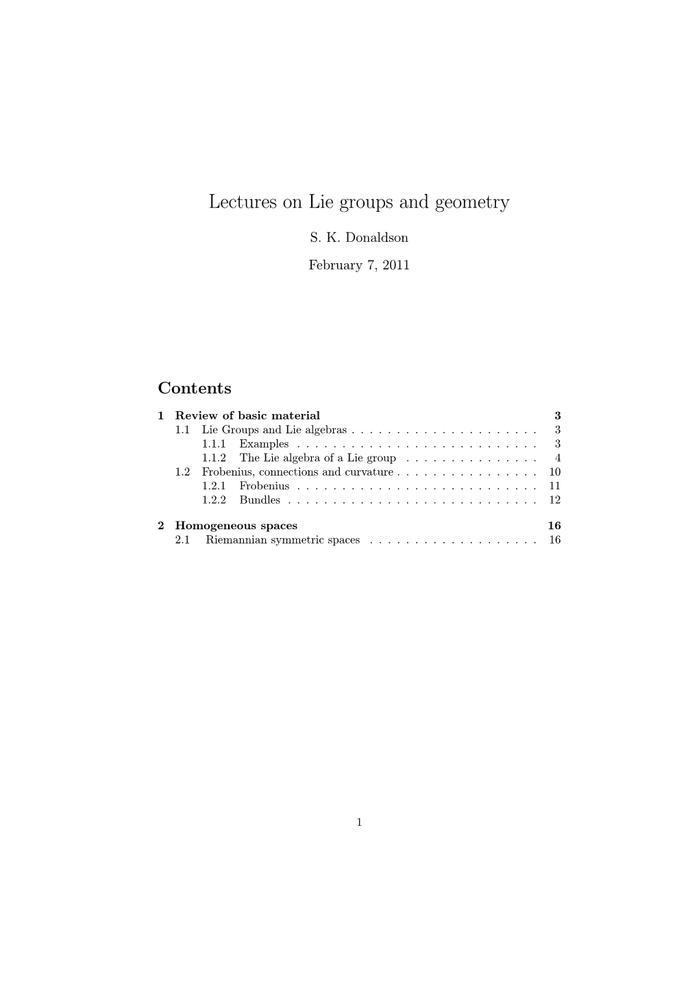Lectures on Lie Groups and Geometry