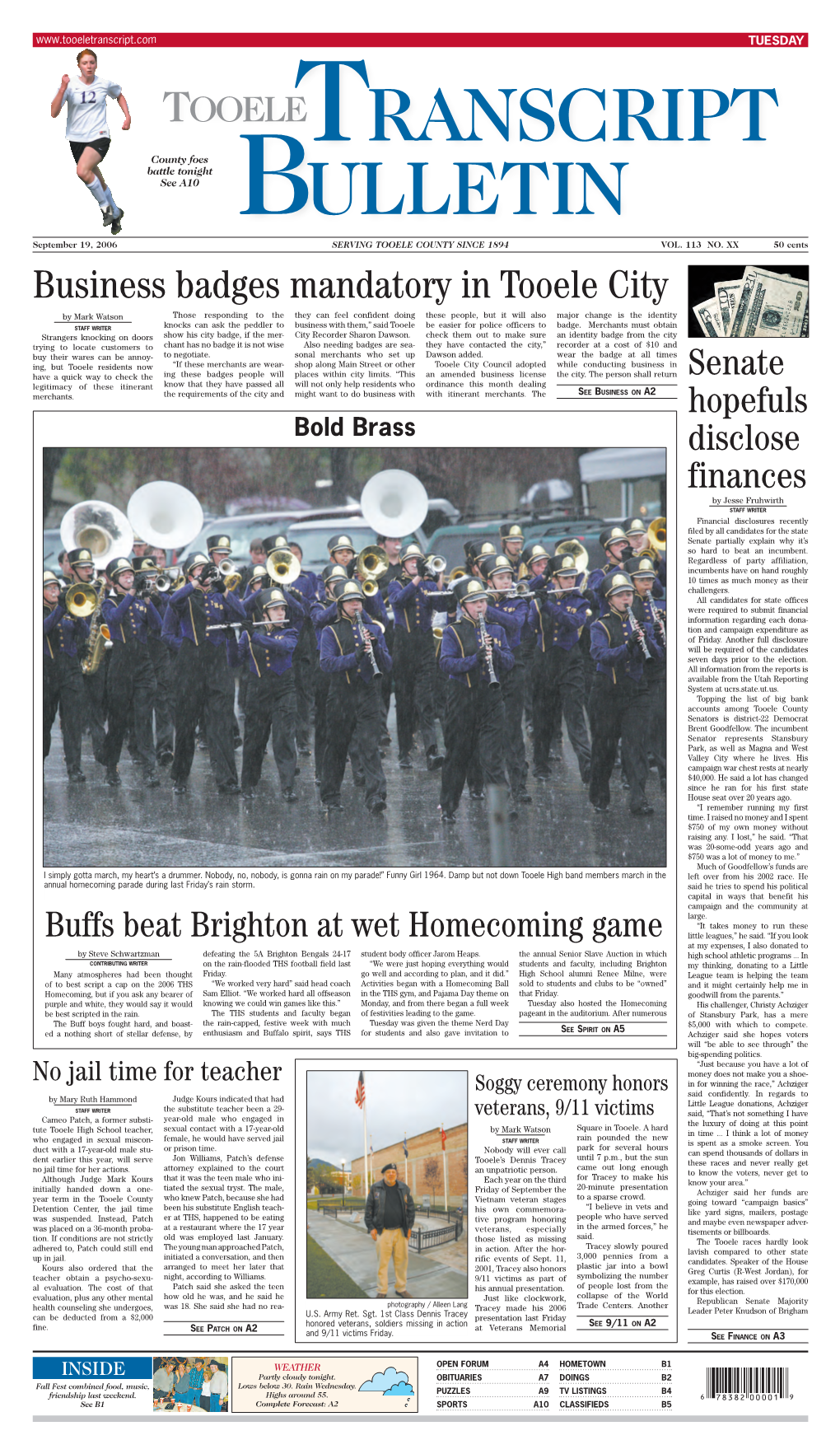 A1, 2, 3, 5 9-19-06 Front Page