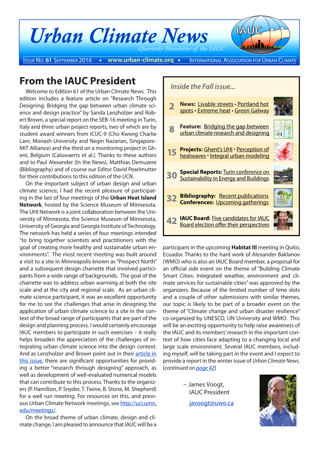 Urban Climate News Quarterly Newsletter of the IAUC