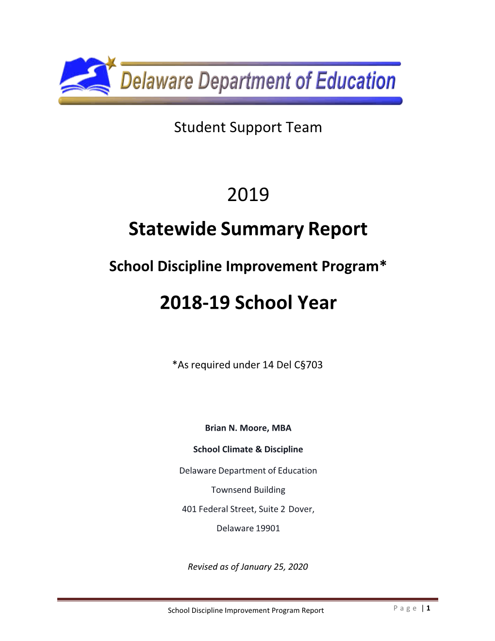 2018-2019 School Discipline Improvement Program Report