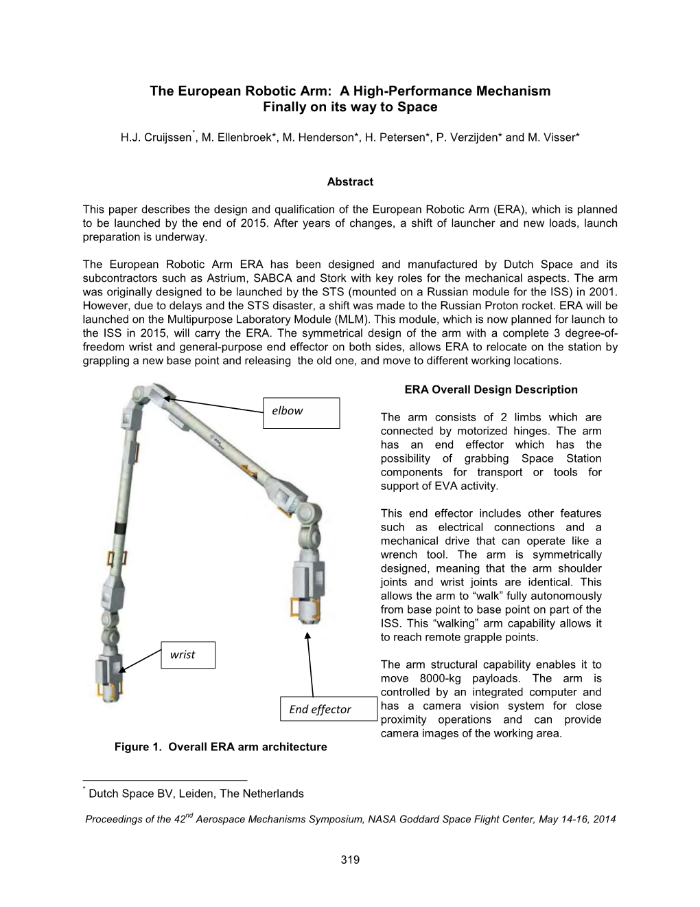 The European Robotic Arm: a High-Performance Mechanism Finally on Its Way to Space