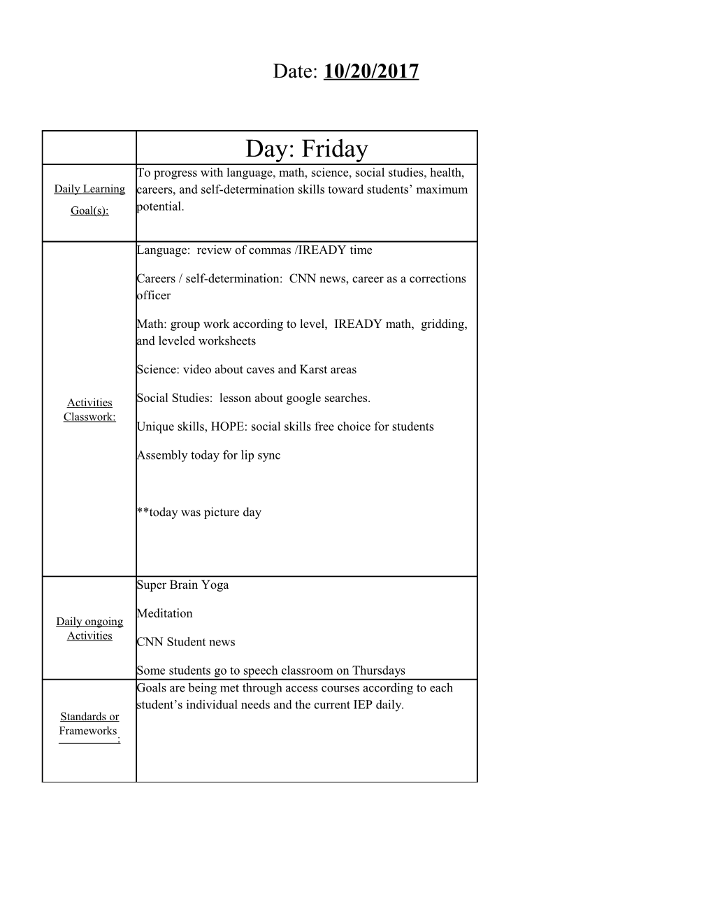 Daily Lesson Plan s3