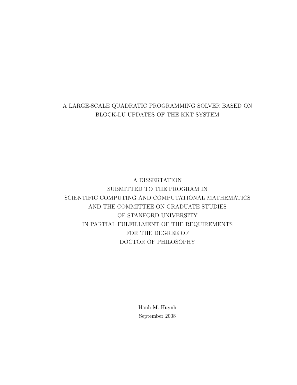 A Large-Scale Quadratic Programming Solver Based on Block-Lu Updates of the Kkt System