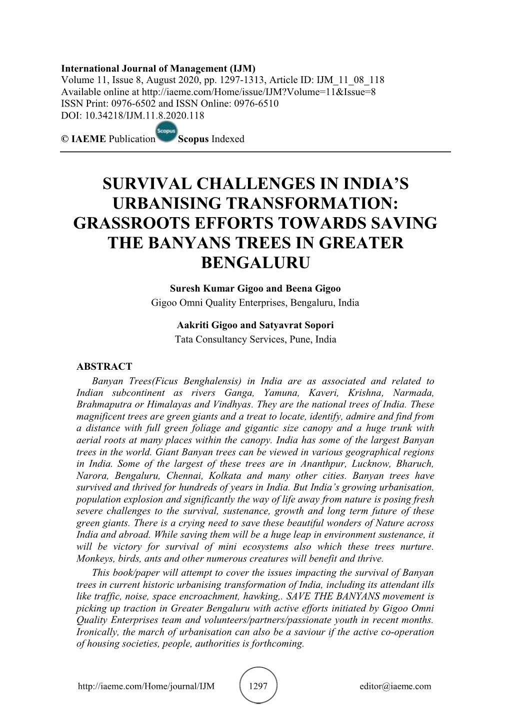 Survival Challenges in India's Urbanising Transformation