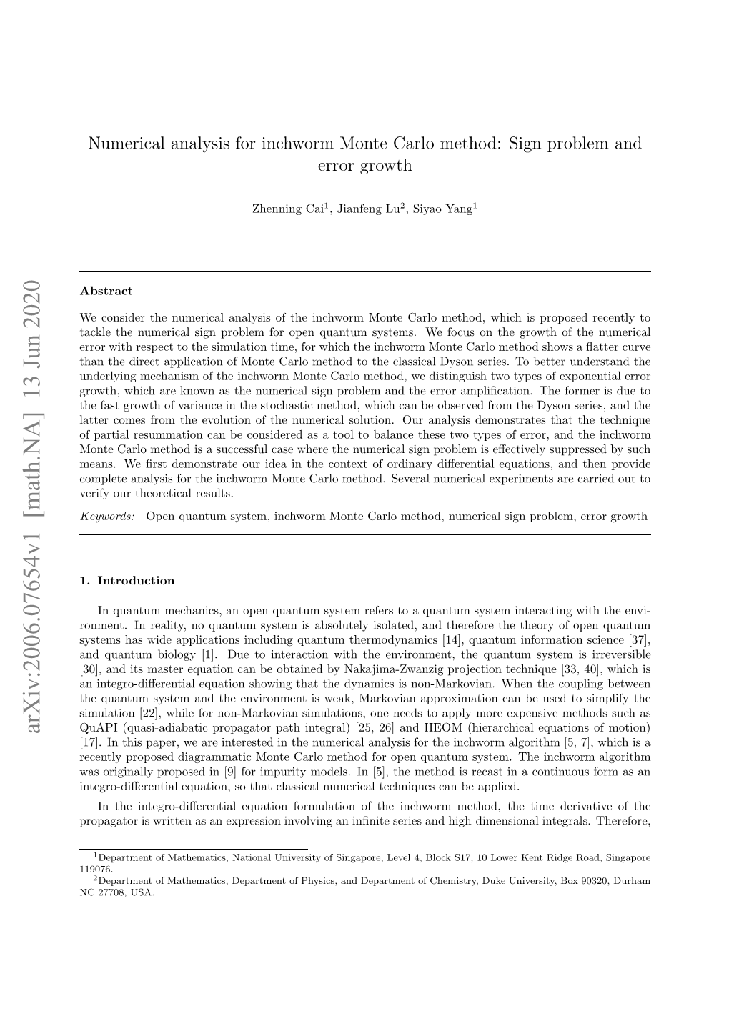 Arxiv:2006.07654V1 [Math.NA] 13 Jun 2020 C278 USA