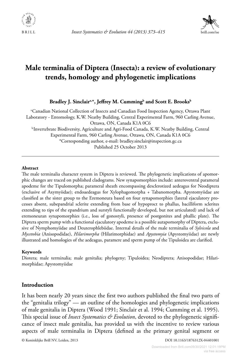 Male Terminalia of Diptera (Insecta): a Review of Evolutionary Trends, Homology and Phylogenetic Implications