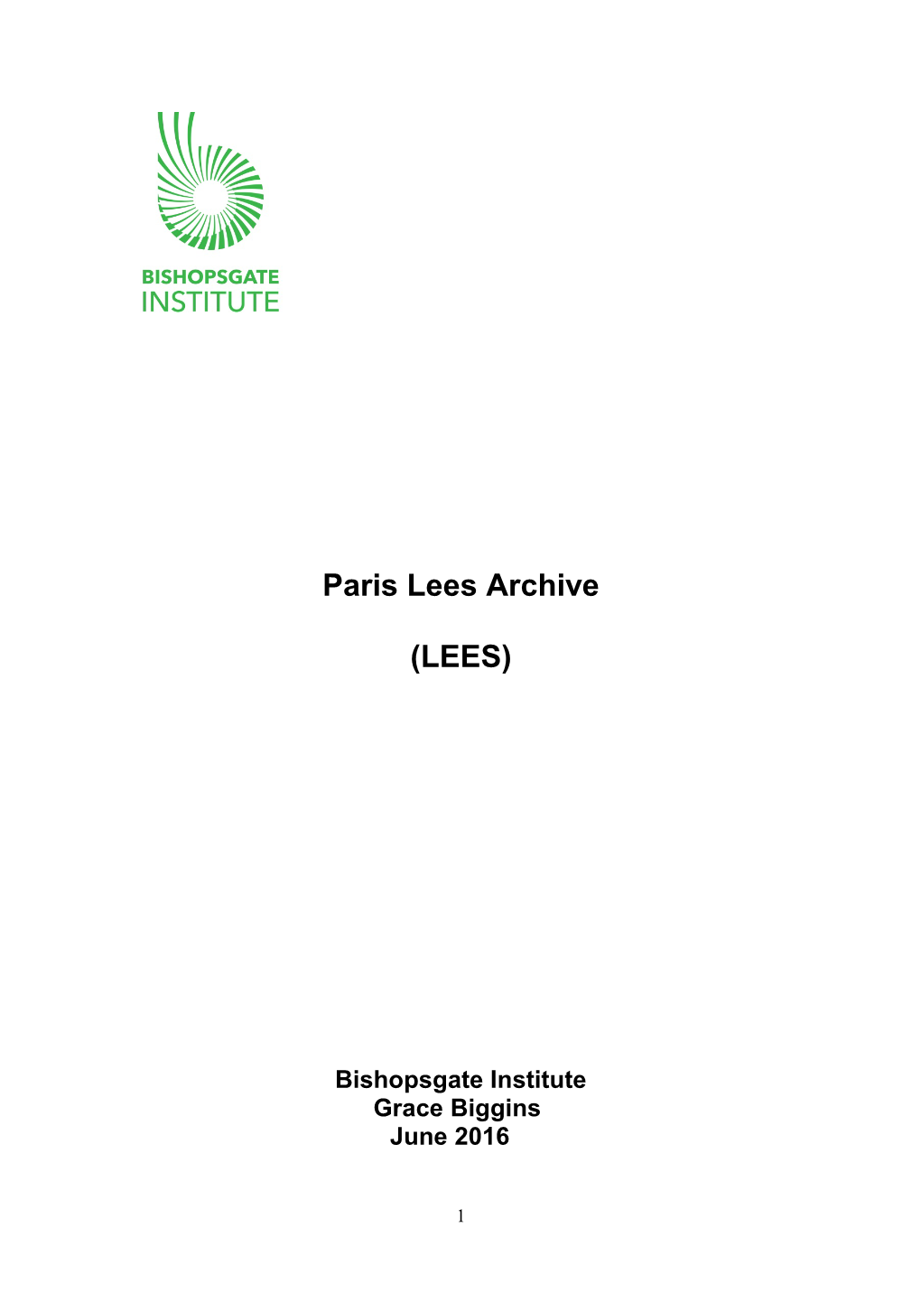 Paris Lees Archive (LEES)