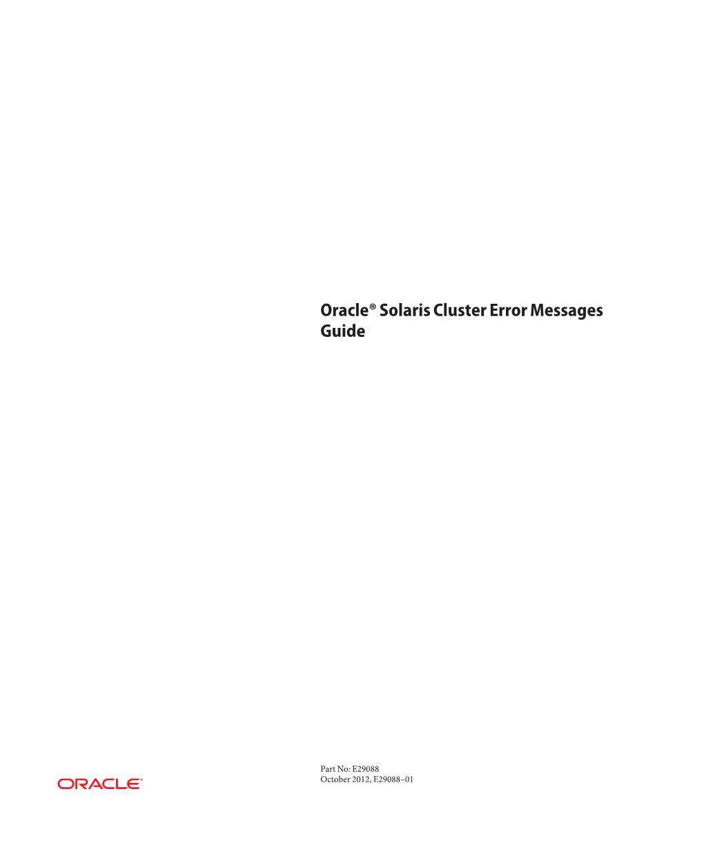 Oracle Solaris Cluster Error Messages Guide