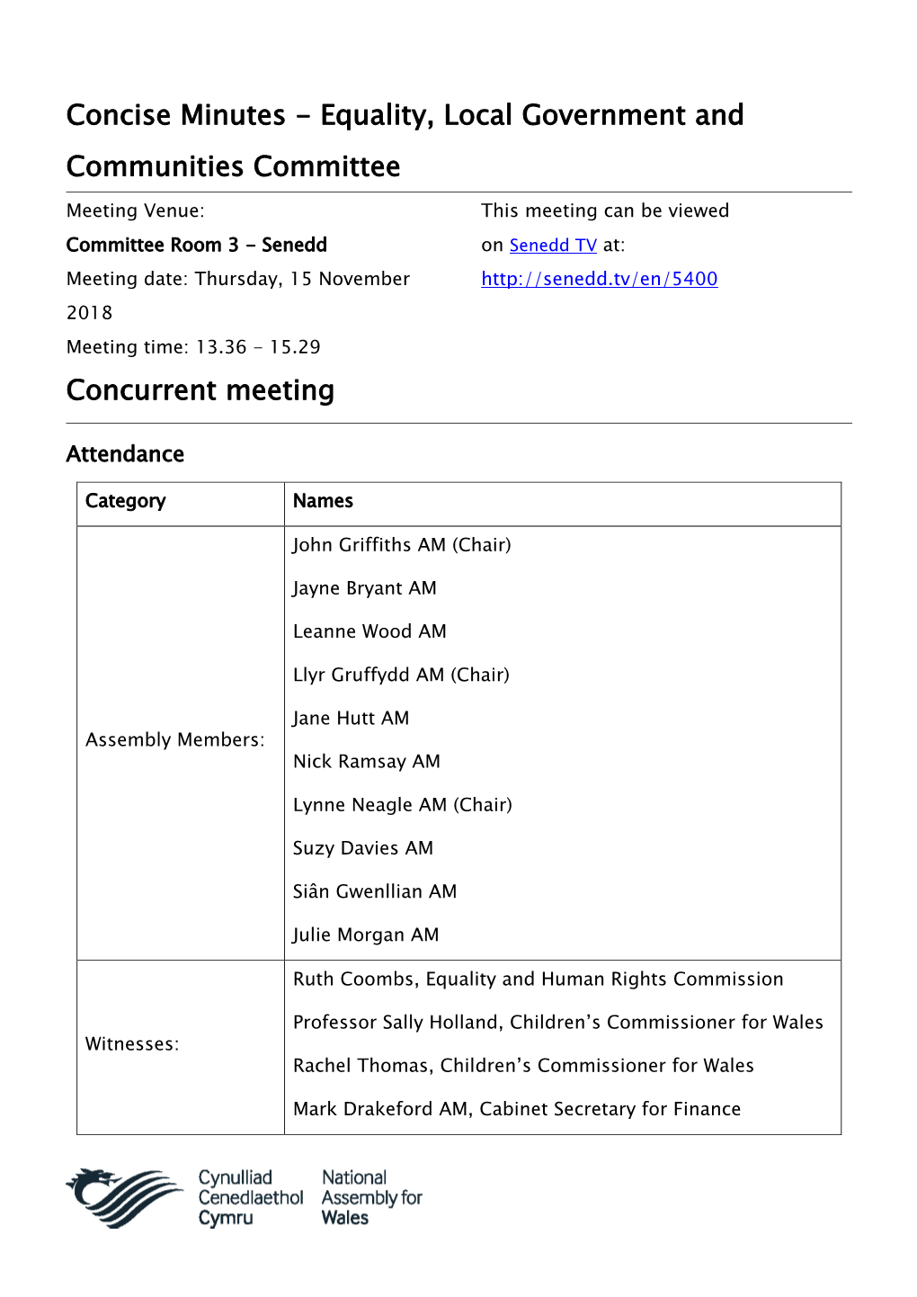Concise Minutes - Equality, Local Government and Communities Committee