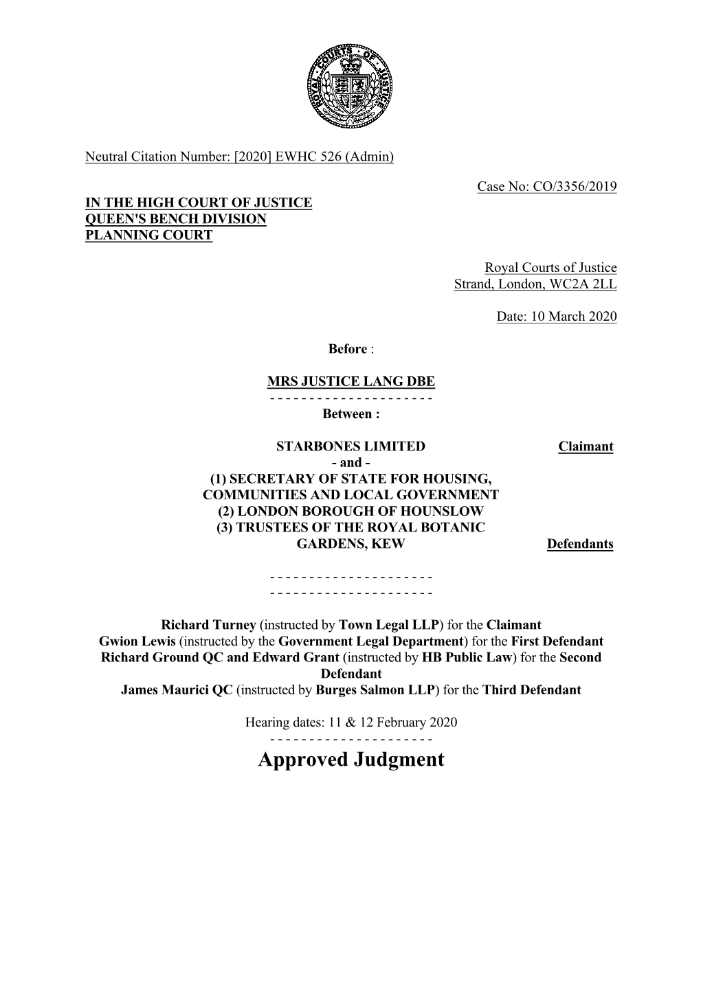 Approved Judgment