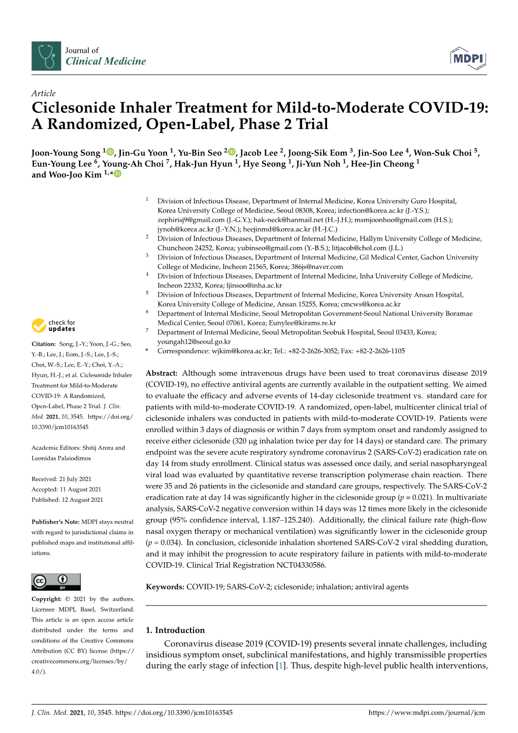 Ciclesonide Inhaler Treatment for Mild-To-Moderate COVID-19: a Randomized, Open-Label, Phase 2 Trial