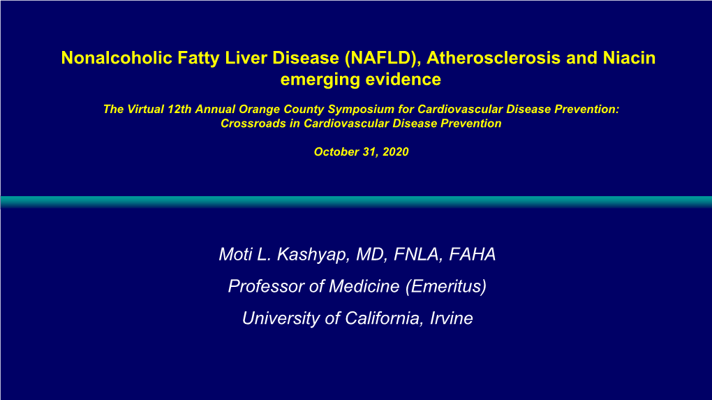 Niacin, Fatty Liver Disease and Atherosclerosis