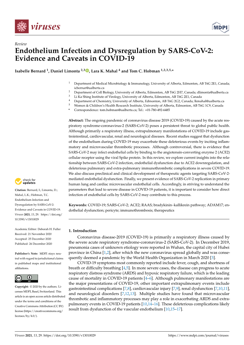 Endothelium Infection and Dysregulation by SARS-Cov-2: Evidence and Caveats in COVID-19