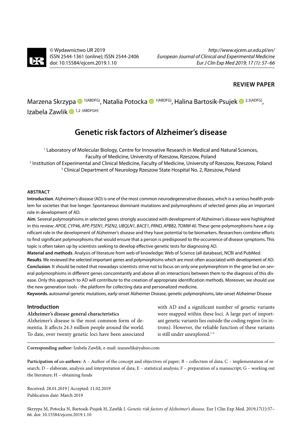 Genetic Risk Factors of Alzheimer's Disease