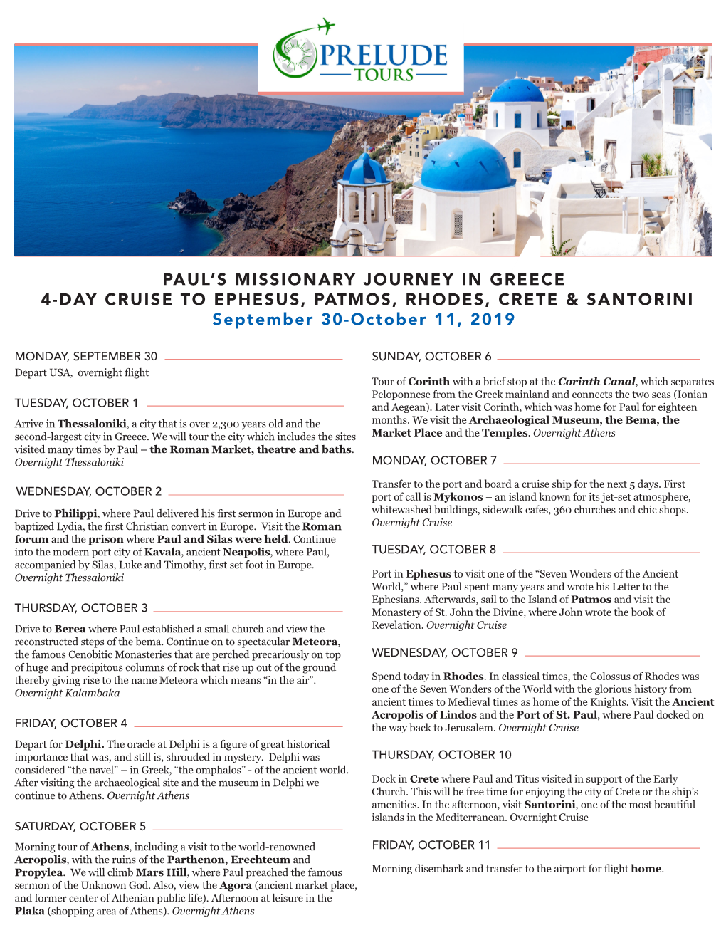 Paul's Missionary Journey in Greece 4-Day Cruise To