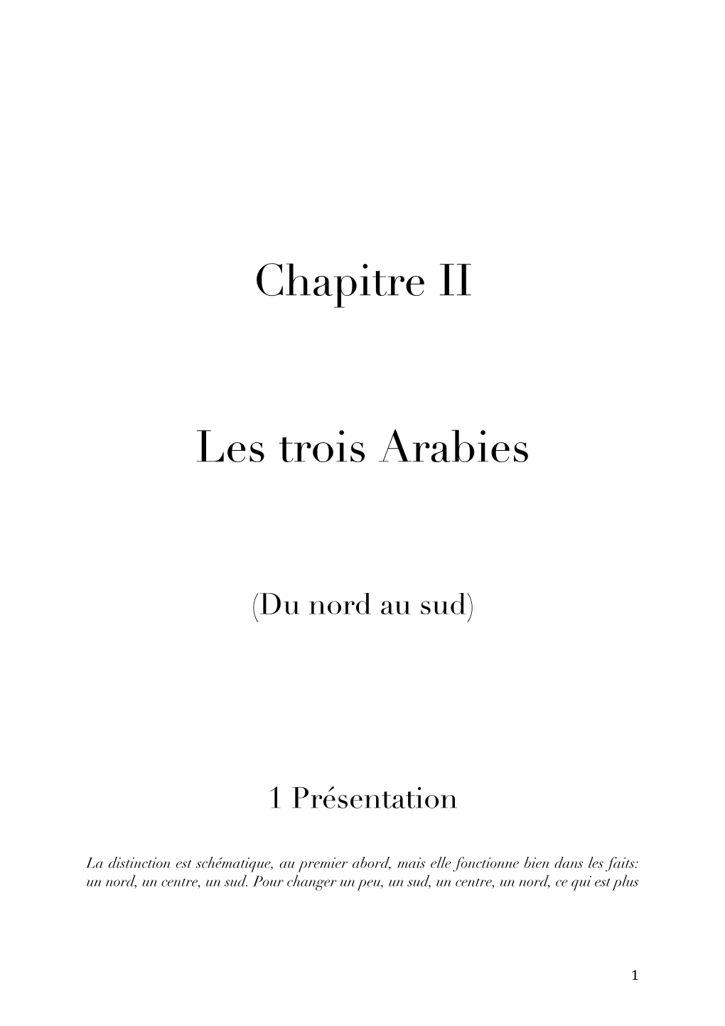 Chapitre II Les Trois Arabies