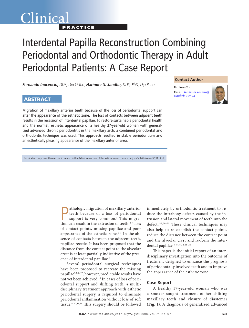 Interdental Papilla Reconstruction Combining Periodontal and Orthodontic Therapy in Adult Periodontal Patients: a Case Report