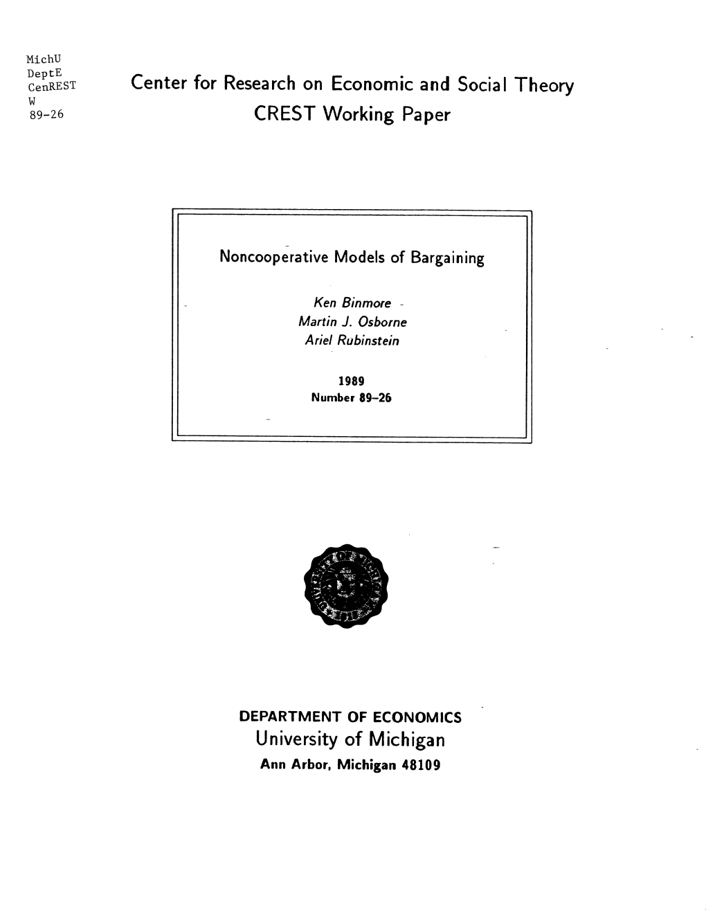 CREST Working Paper