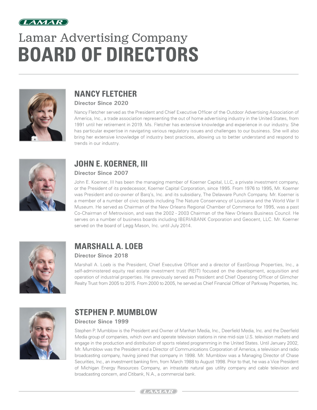 REILLY Director Since 2001 Anna Reilly Serves on the Board of the Boston Thurmond Neighborhood Network and As Vice Chair of the Board for Helen Simoneau Danse