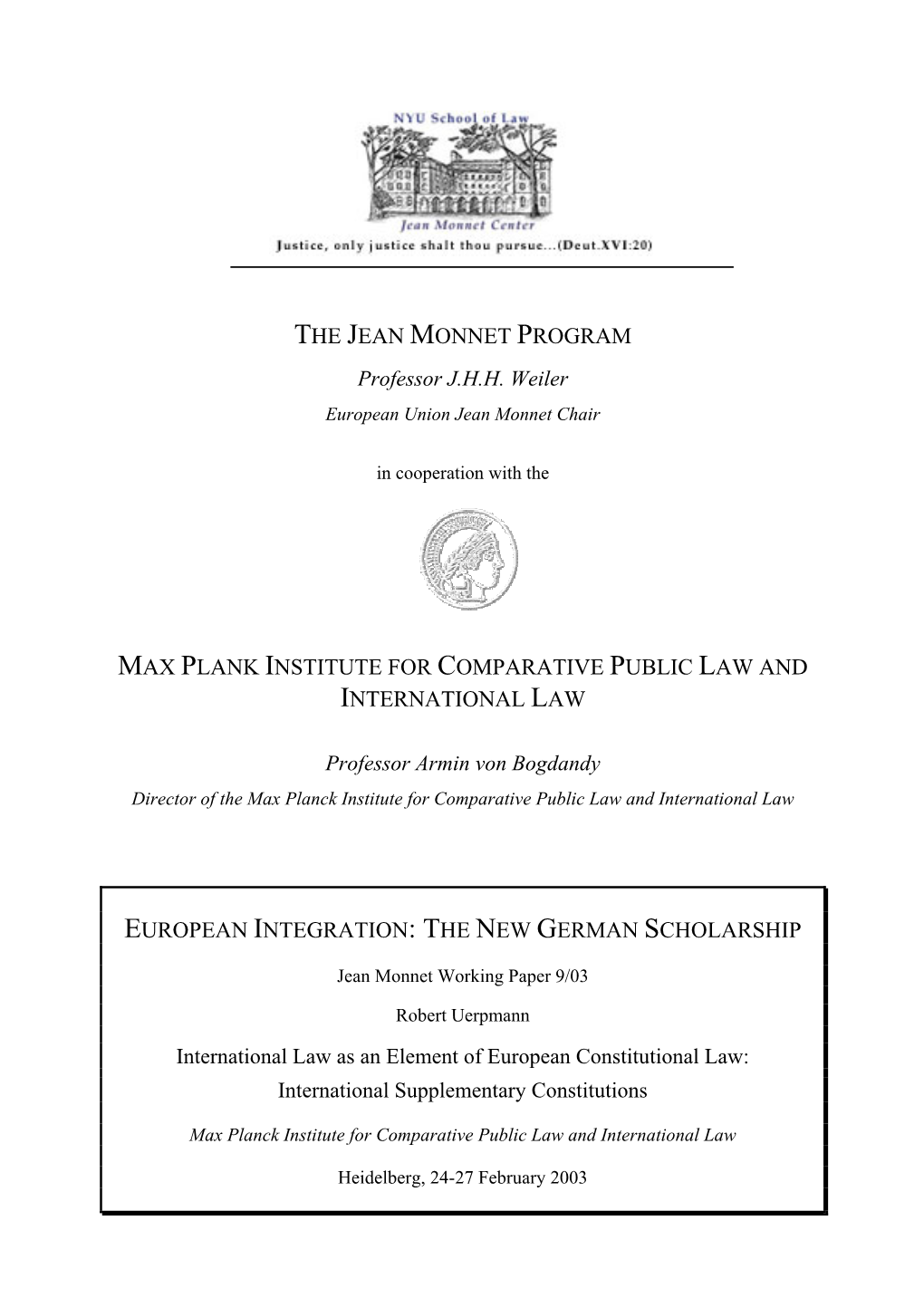 International Law As an Element of European Constitutional Law