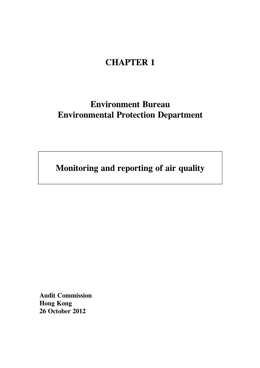 CHAPTER 1 Environment Bureau Environmental Protection