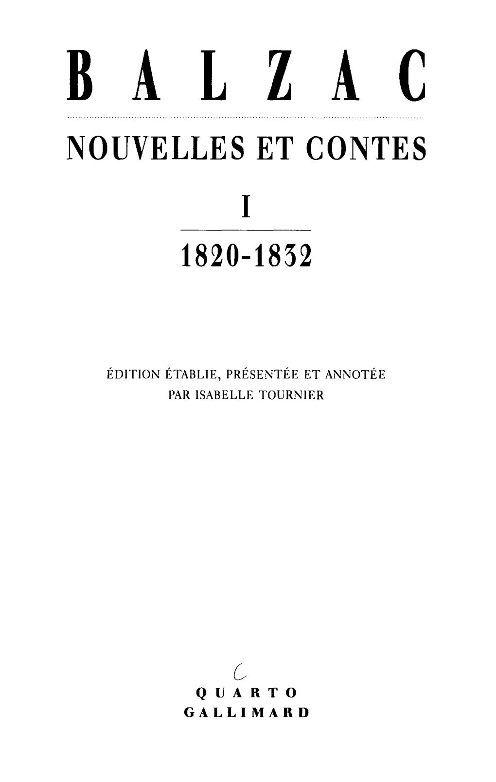 Balzac Nouvelles Et Contes