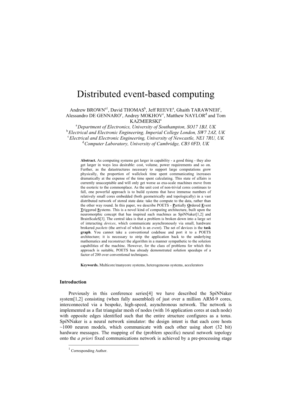 Distributed Event-Based Computing
