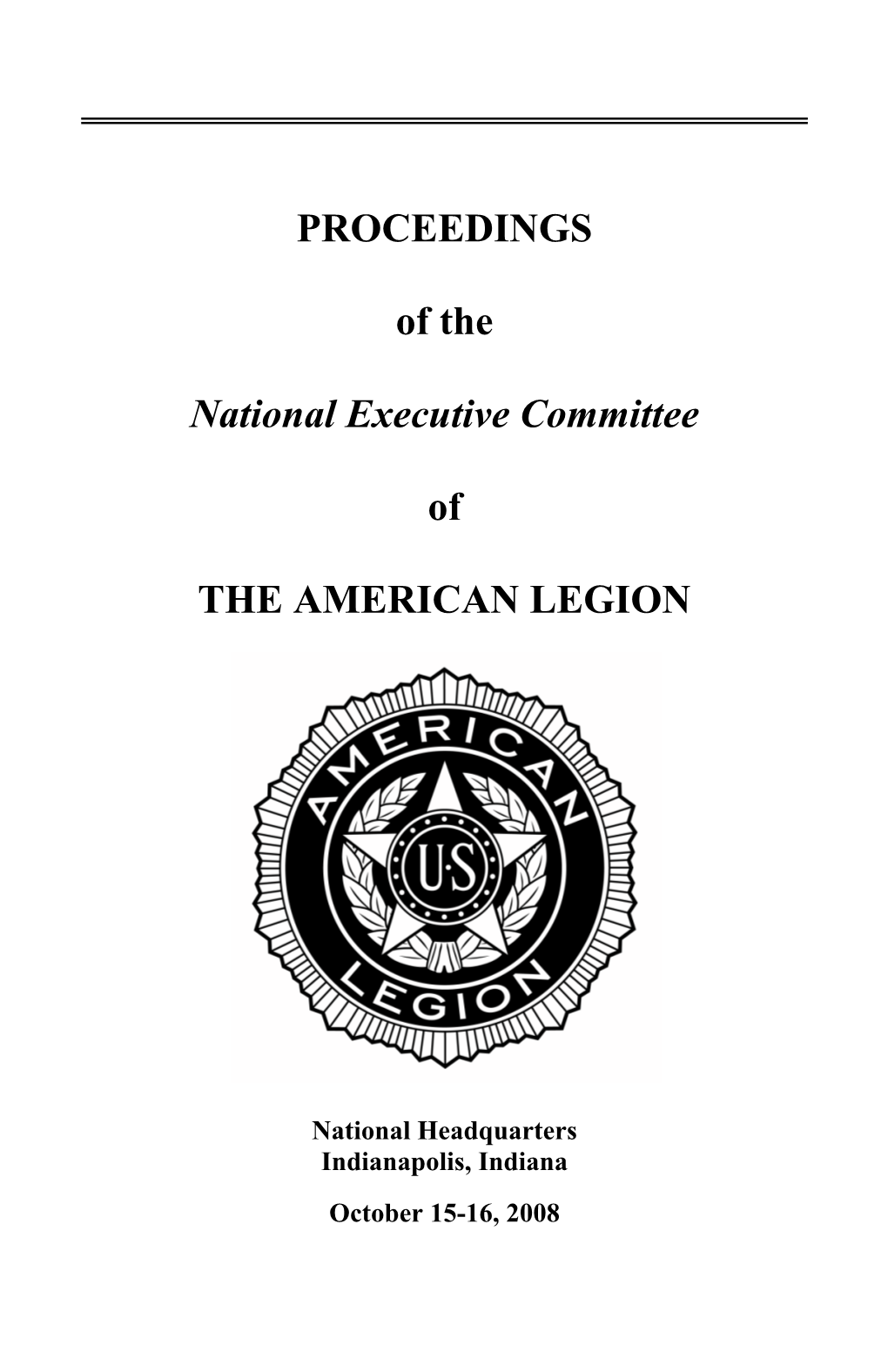 PROCEEDINGS of the National Executive Committee of THE