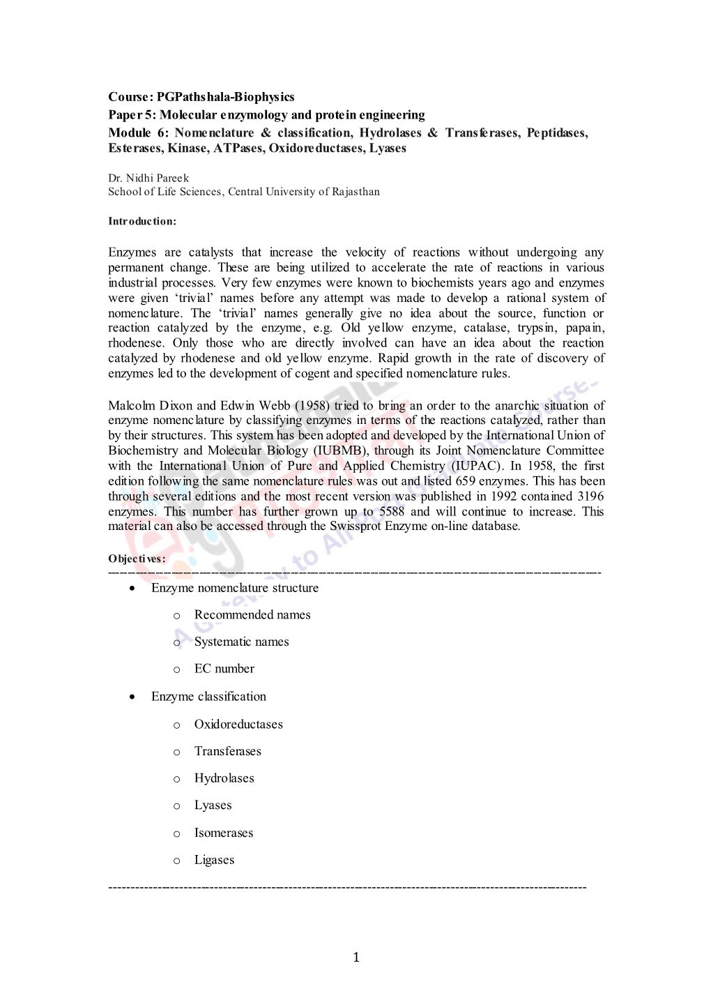 Nomenclature & Classification