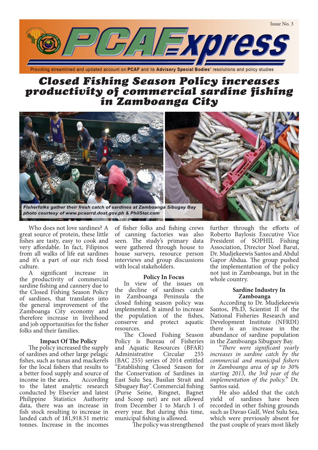 Closed Fishing Season Policy Increases Productivity of Commercial Sardine Fishing in Zamboanga City