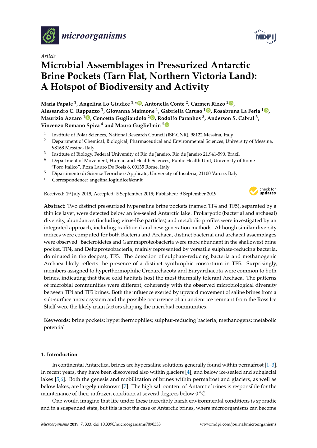 Microbial Assemblages in Pressurized Antarctic Brine Pockets (Tarn Flat, Northern Victoria Land): a Hotspot of Biodiversity and Activity