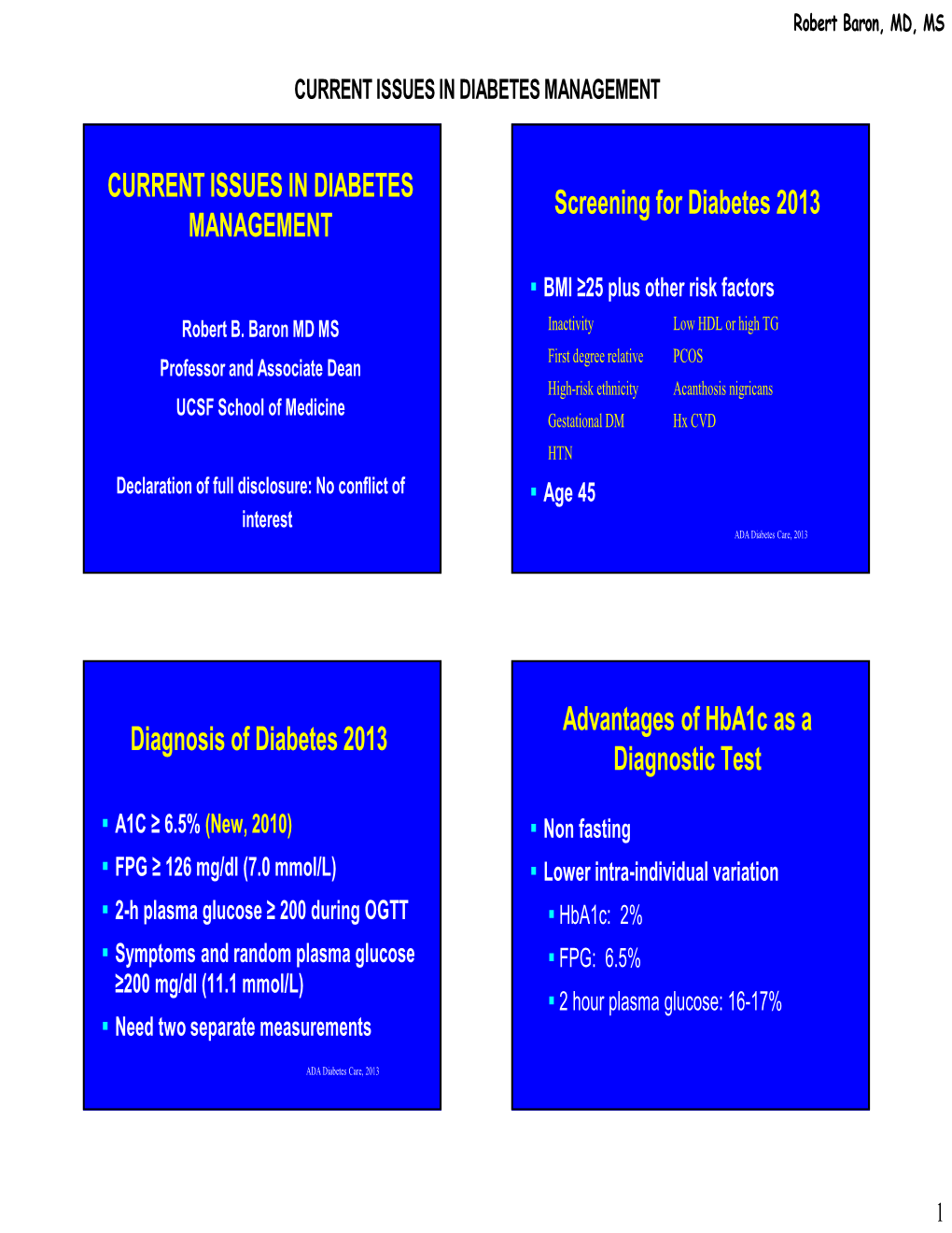 Current Issues in Diabetes Management