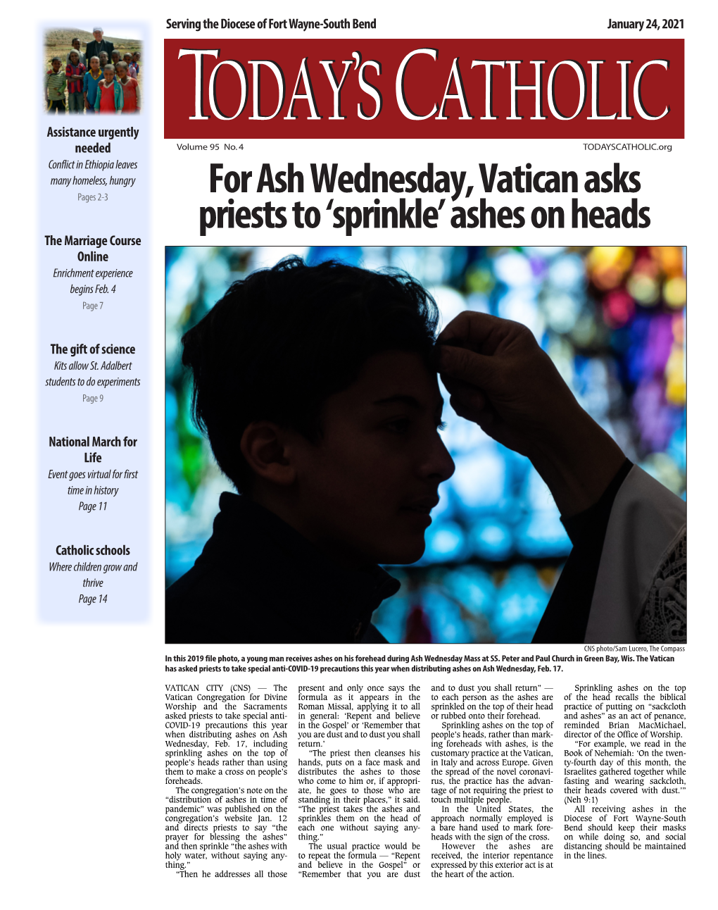 For Ash Wednesday, Vatican Asks Priests to 'Sprinkle' Ashes on Heads