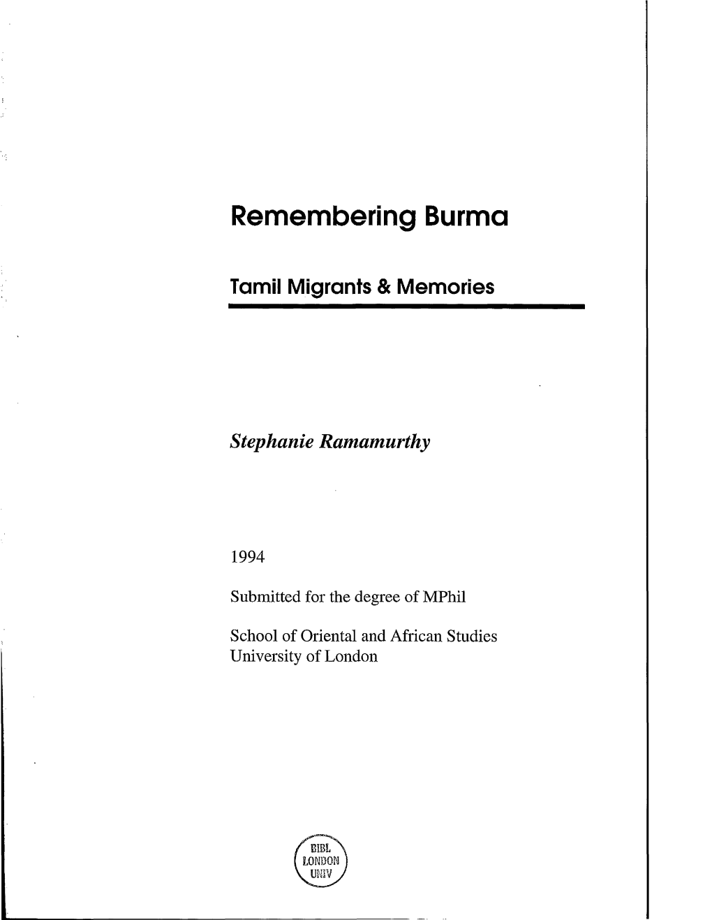 Remembering Burma