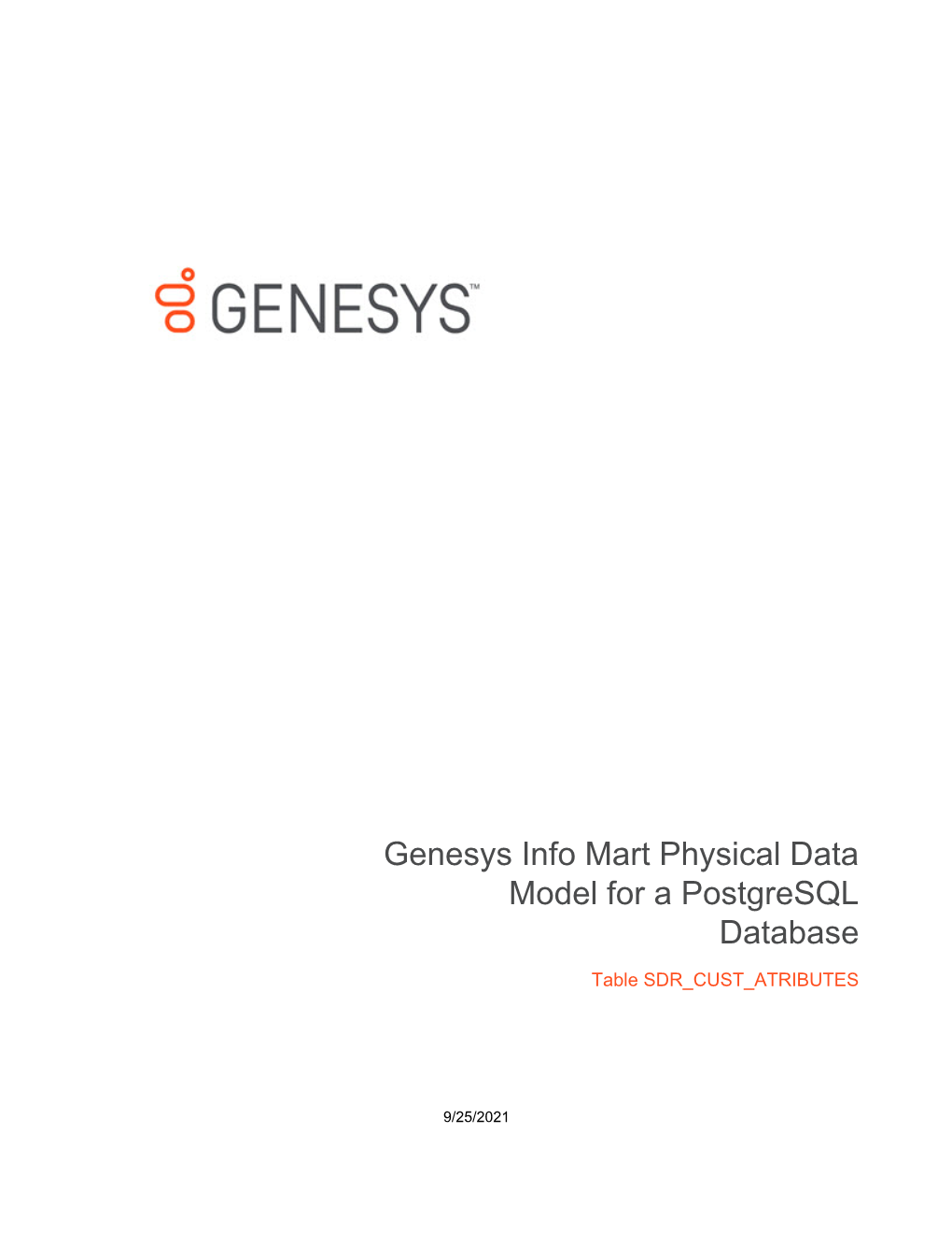 Genesys Info Mart Physical Data Model for a Postgresql Database