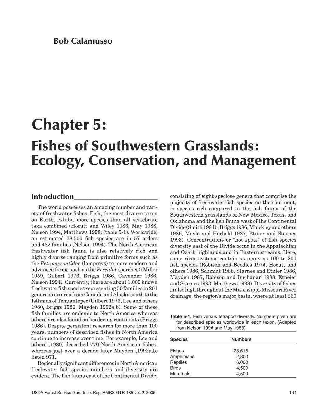 Chapter 5: Fishes of Southwestern Grasslands: Ecology, Conservation, and Management