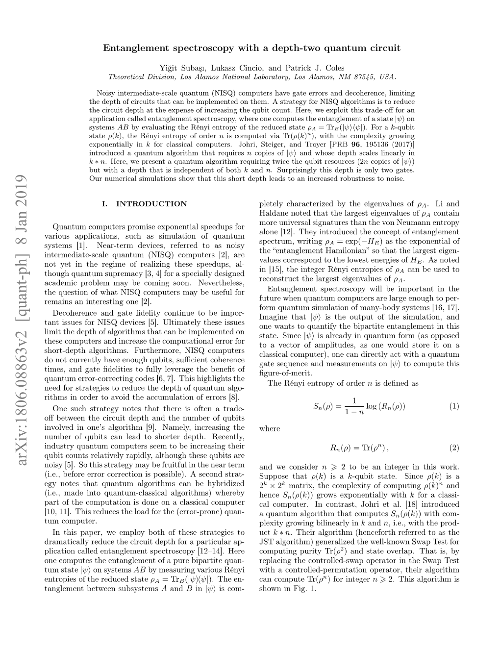 Arxiv:1806.08863V2 [Quant-Ph] 8 Jan 2019 Noisy [5]