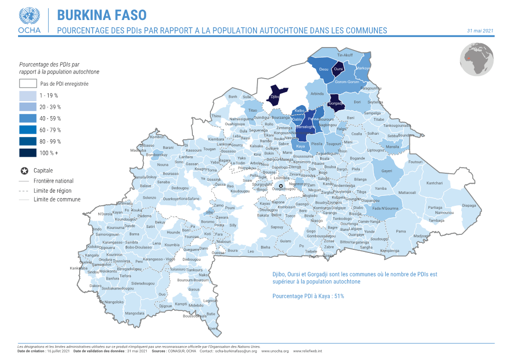 Burkina Faso : Pourcentage Des Pdis Par Rapport À La Population