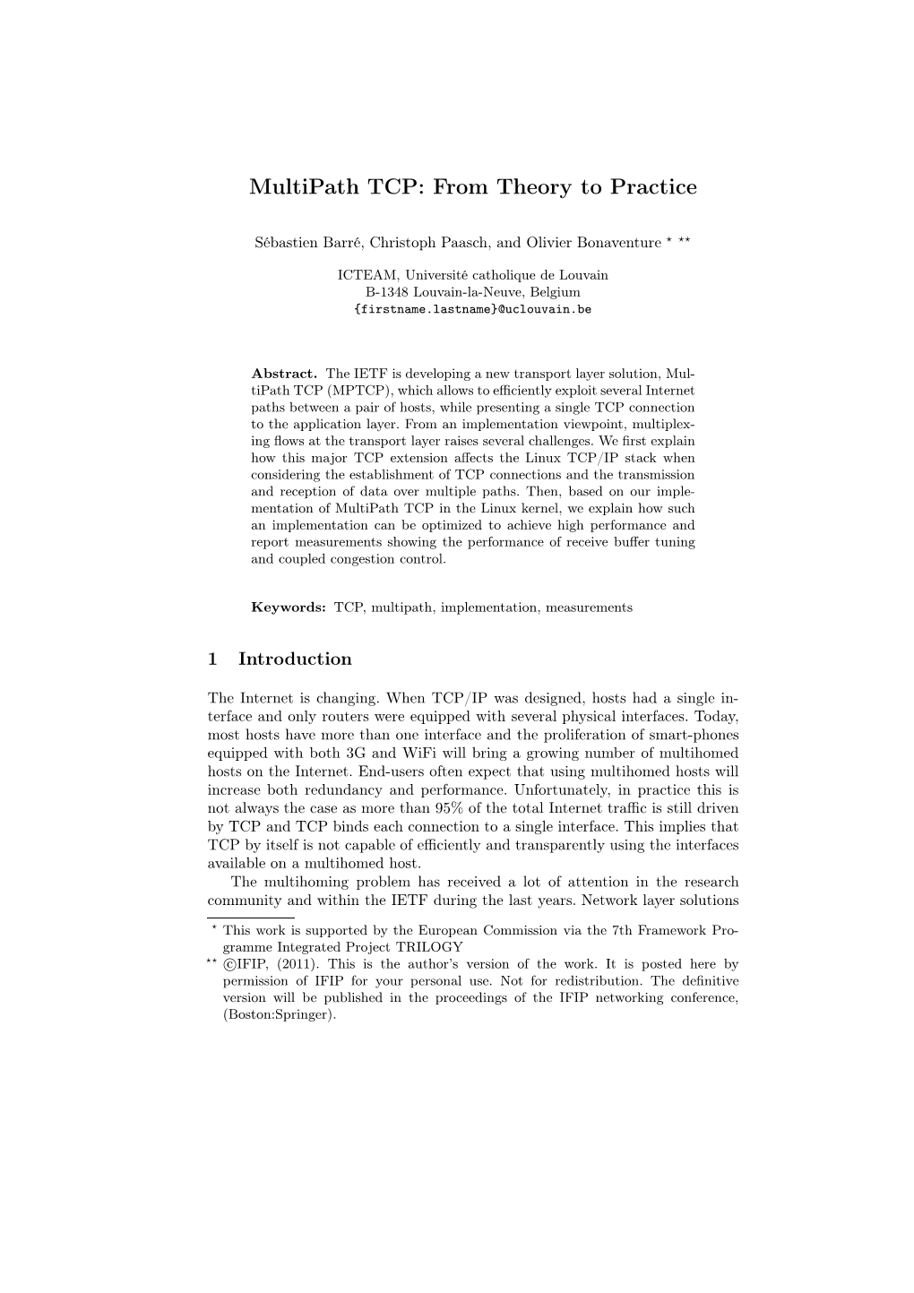 Multipath TCP: from Theory to Practice