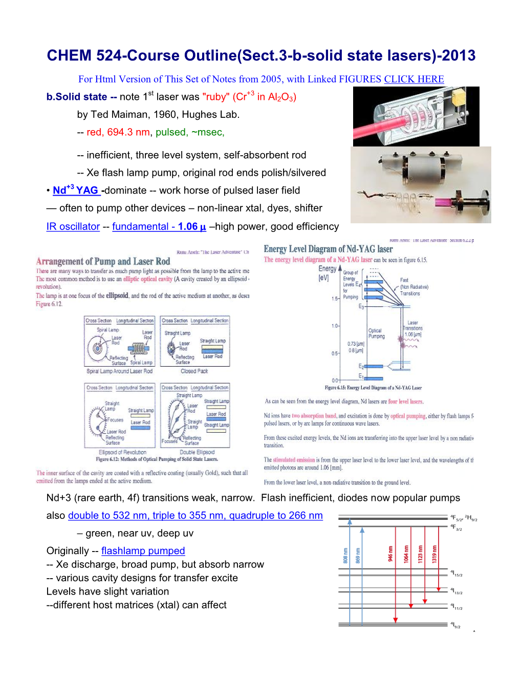 CHEM 524-Course Outline(Sect.3-B-Solid State Lasers)-2013