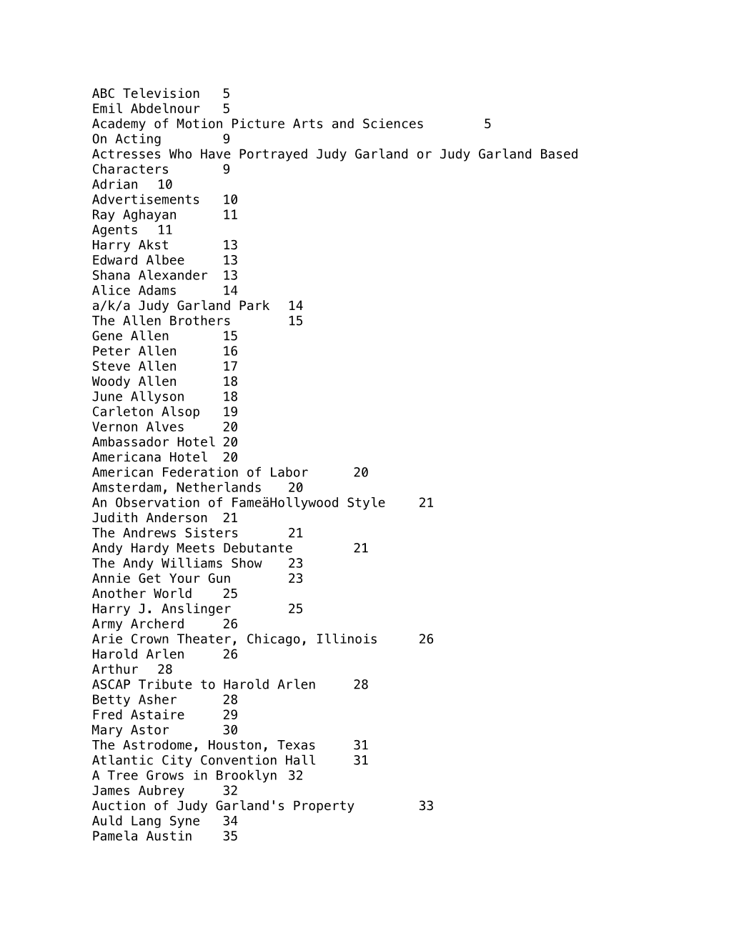 It's All for You – Table of Contents