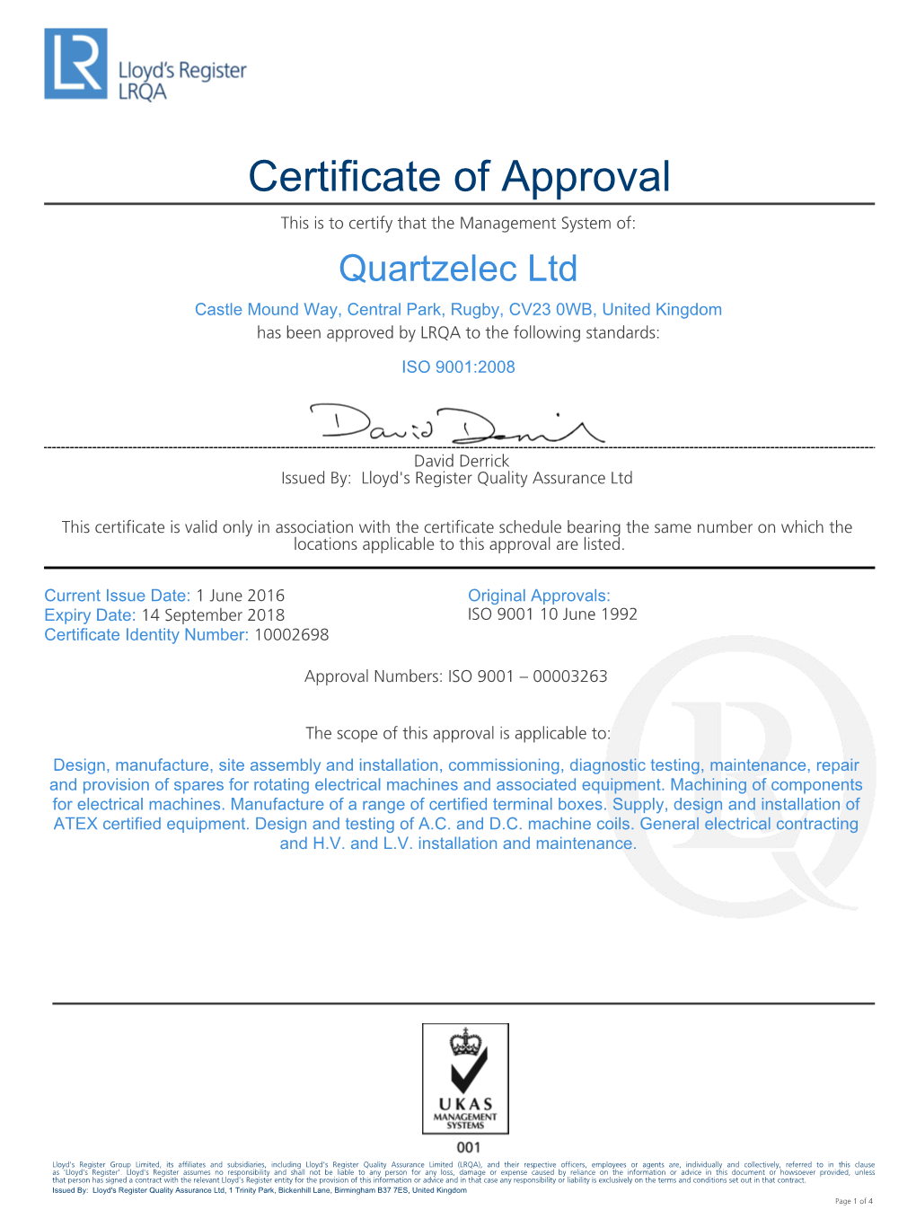 Certificate of Approval