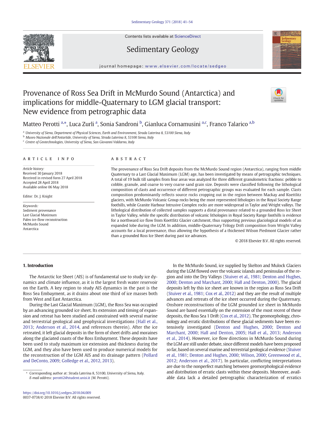 Antarctica) and Implications for Middle-Quaternary to LGM Glacial Transport: New Evidence from Petrographic Data