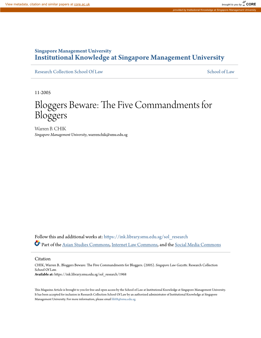 Bloggers Beware: the Five Commandments for Bloggers