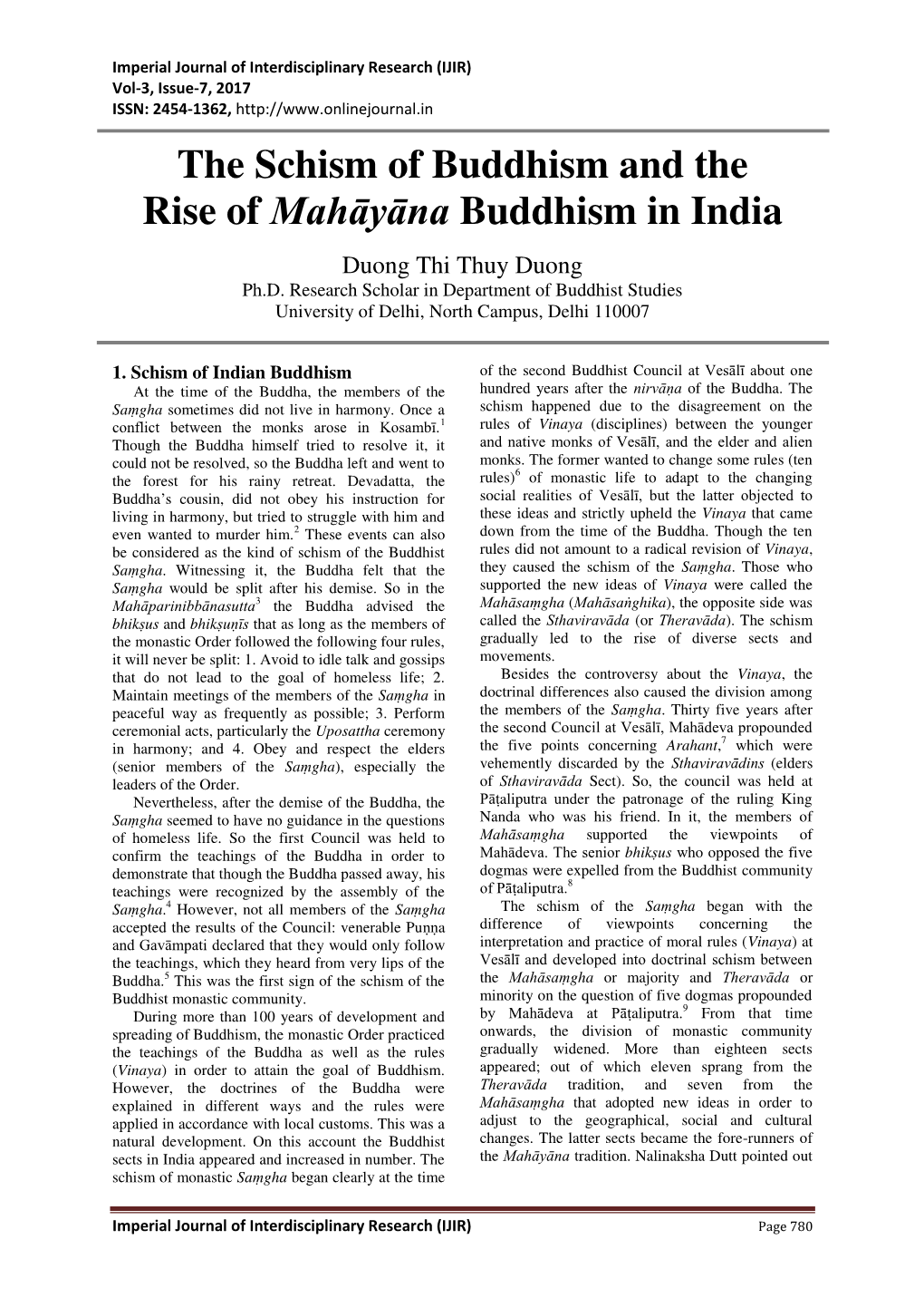 The Schism of Buddhism and the Rise of Mahāyāna Buddhism in India