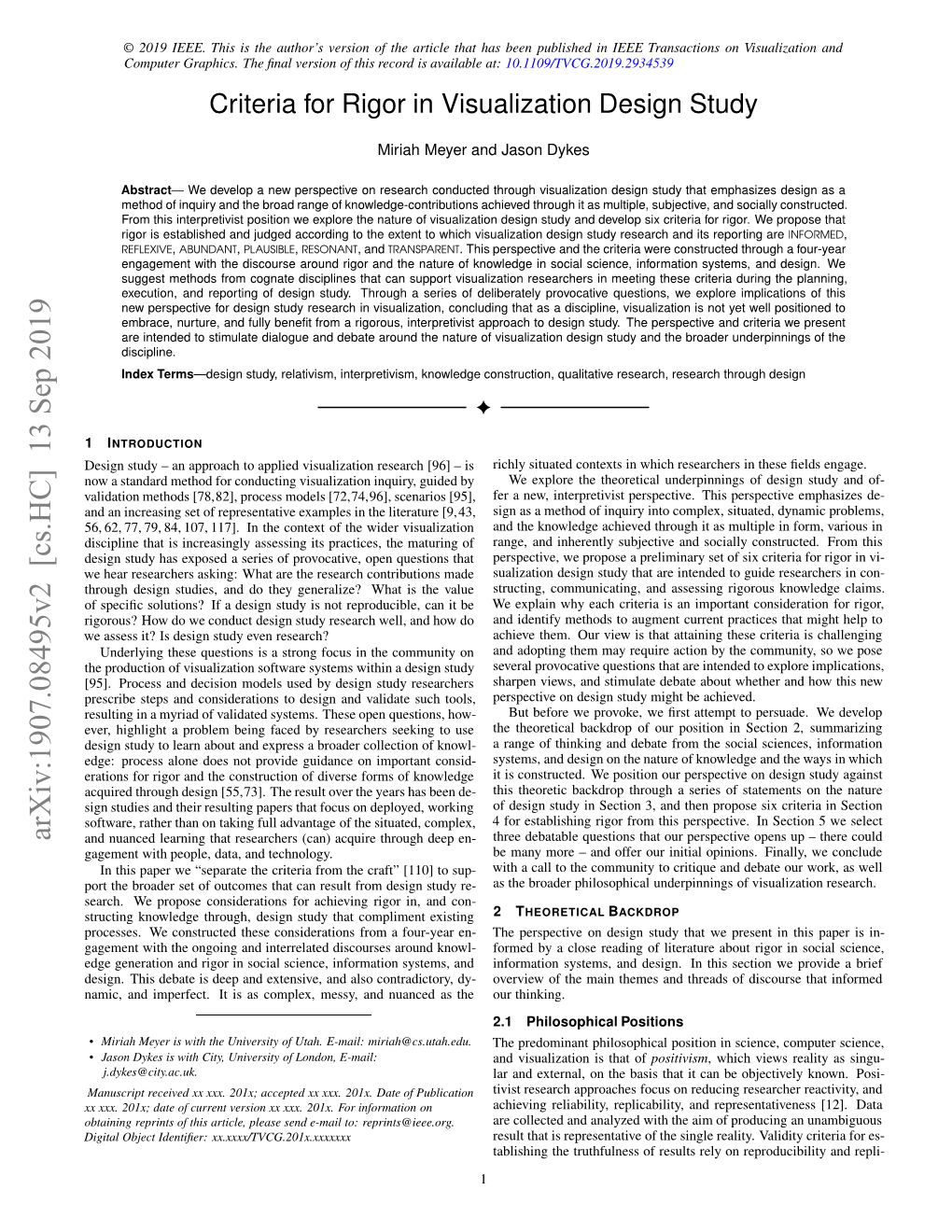 Criteria for Rigor in Visualization Design Study