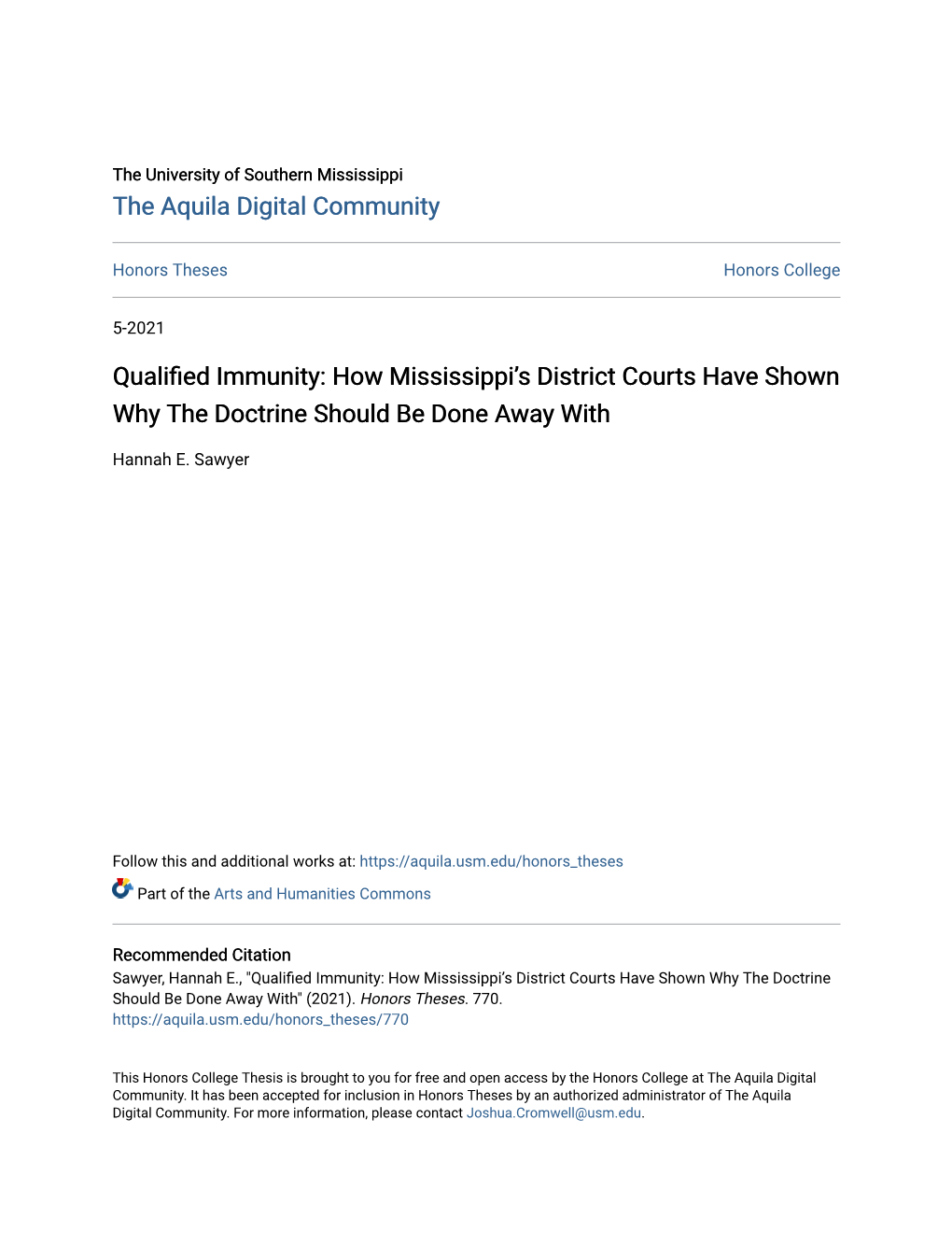 Qualified Immunity: How Mississippi's District Courts Have Shown Why