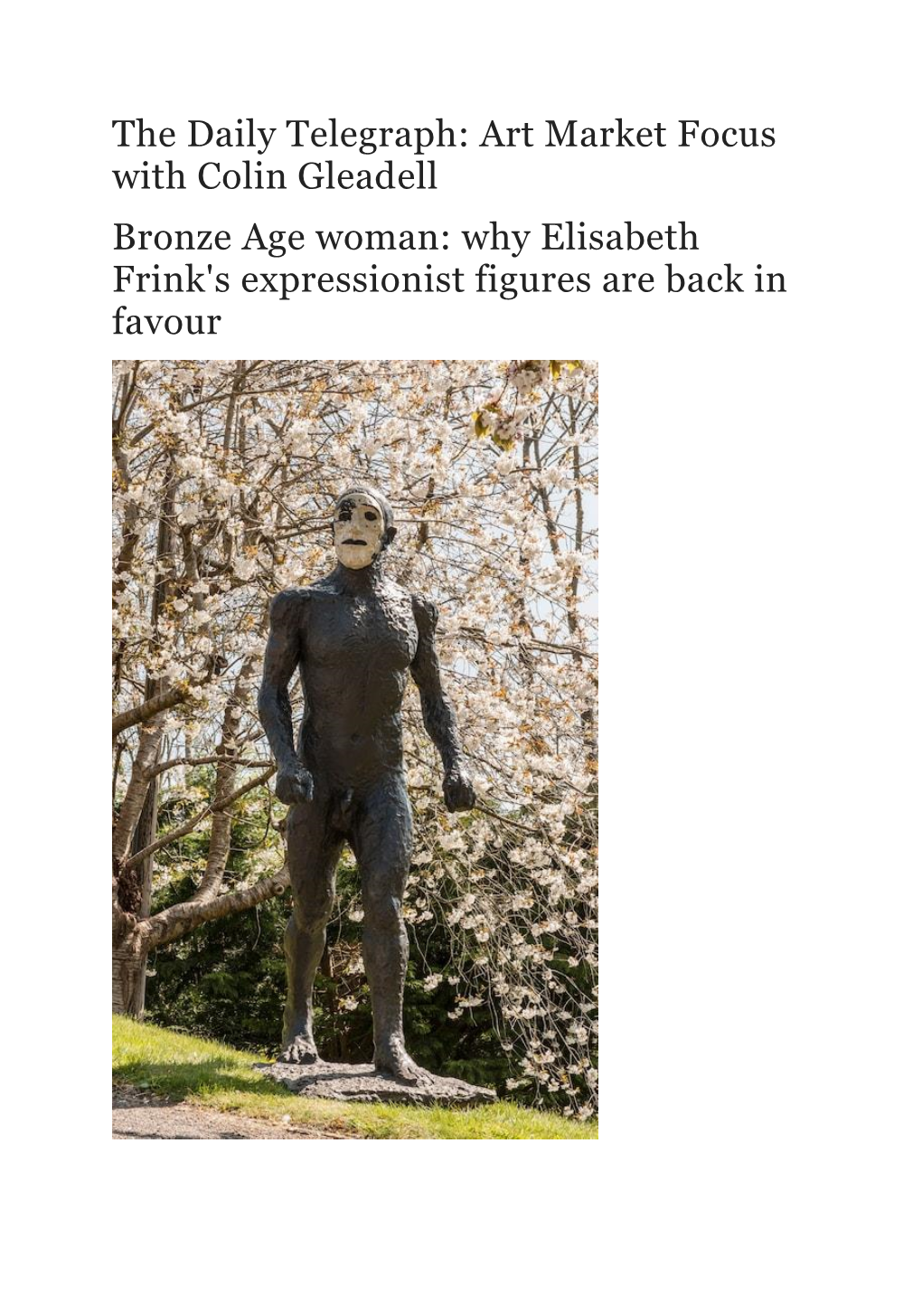 Elisabeth Frink – Colin Gleadell Telepgraph Online