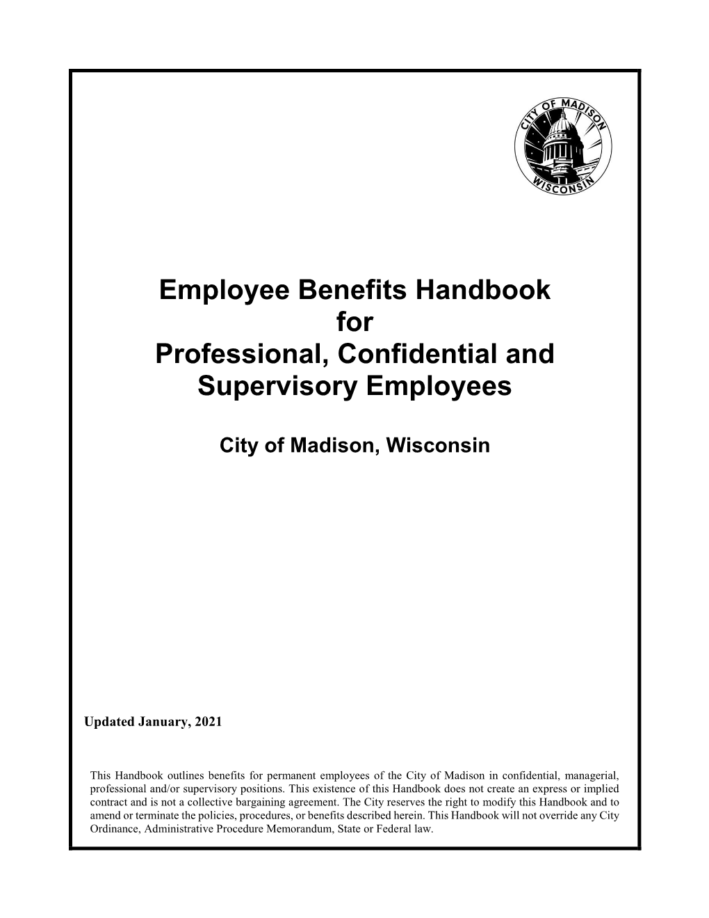 Employee Benefits Handbook for Professional, Confidential and Supervisory Employees