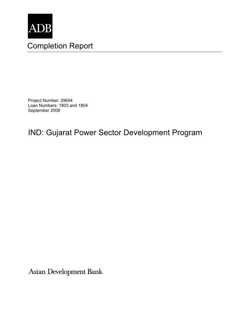 IND: Gujarat Power Sector Development Program